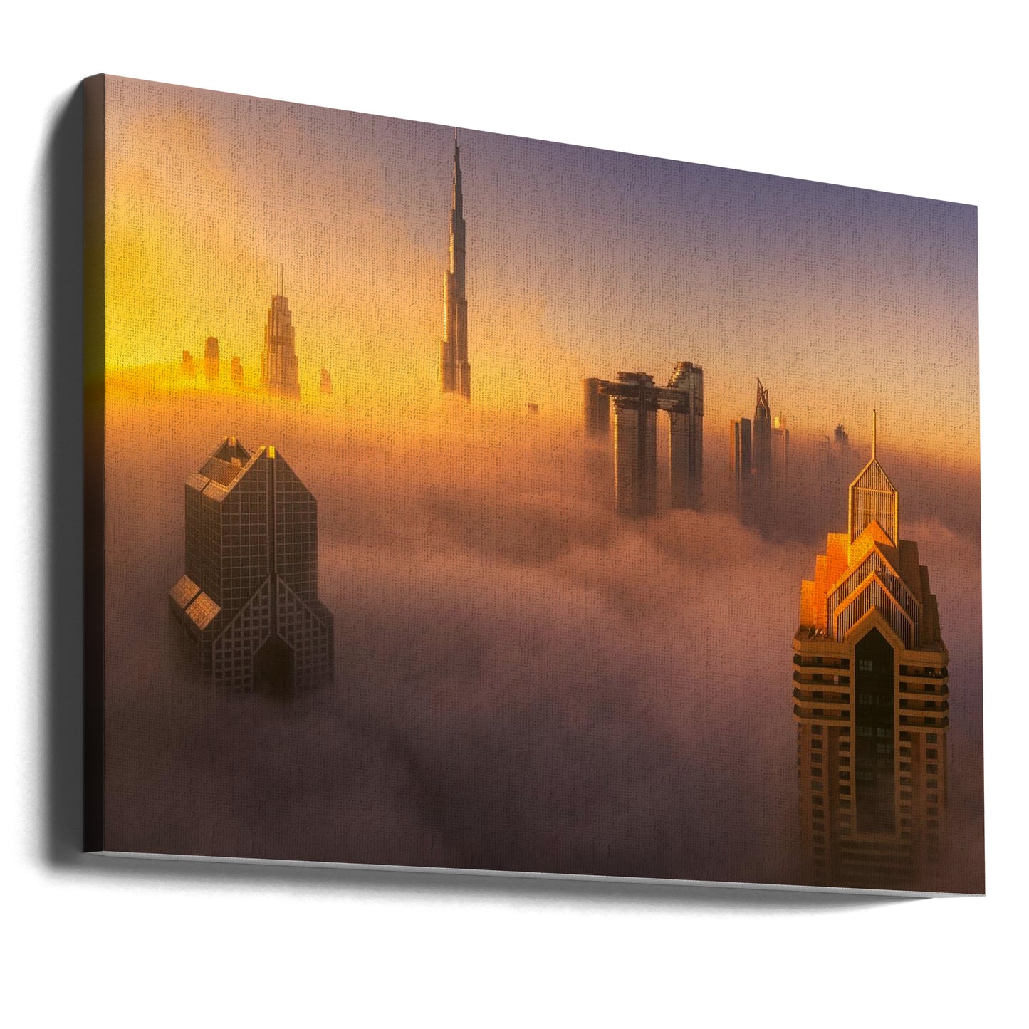 Nebliger Sonnenaufgang in der Stadt Dubai A738873 | Leinwand-Bilder