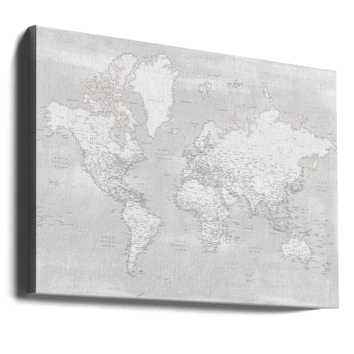 Mapa mundial detallado con ciudades, Maeli neutral | Impresiones en Lienzo