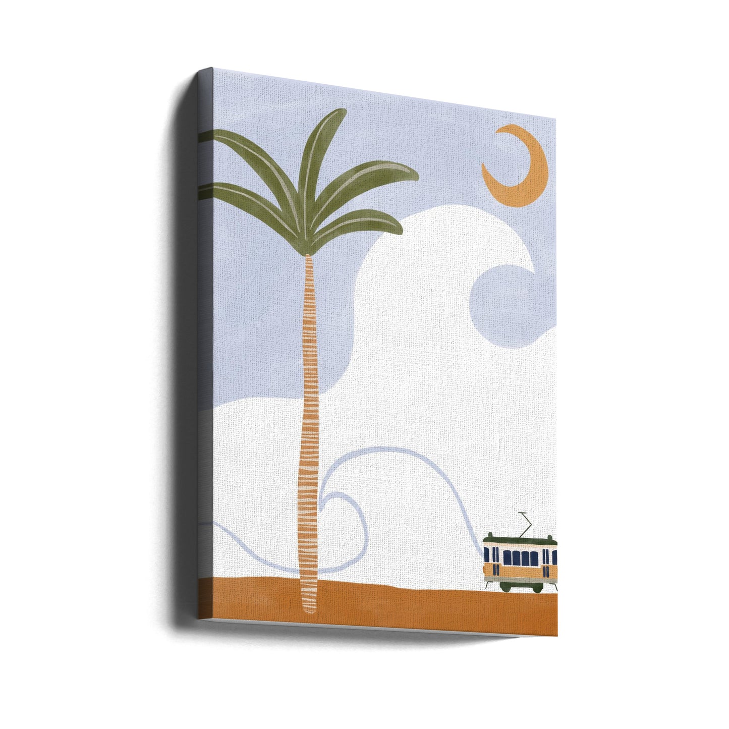 Liten spårvagn på stranden | Canvas