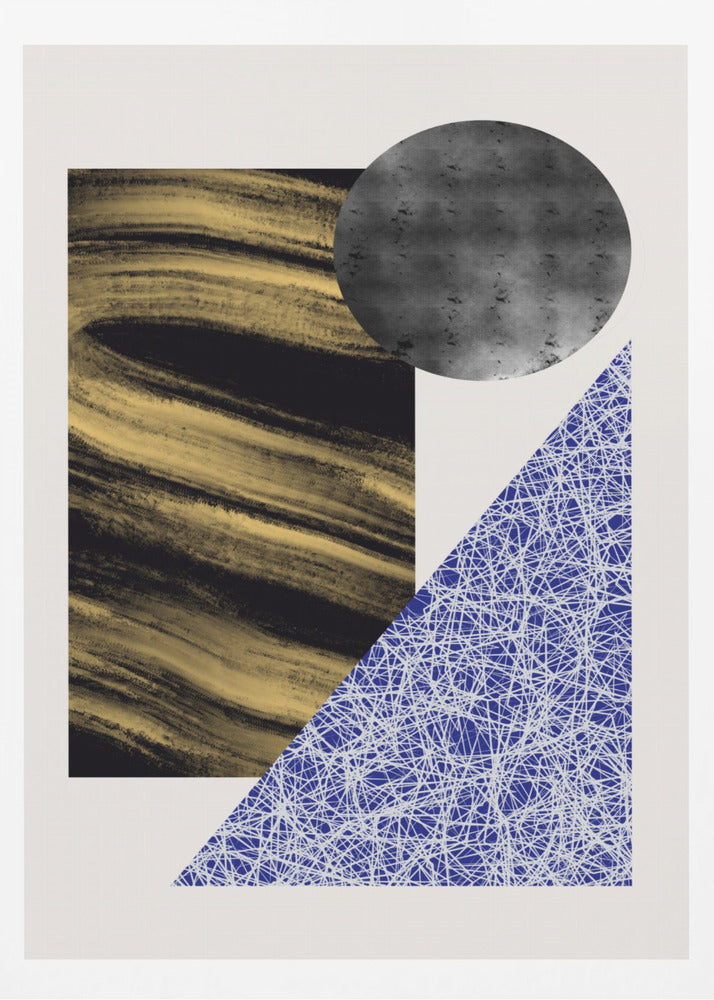 Geometric Shapes With A Black And Gold Textured | Poster