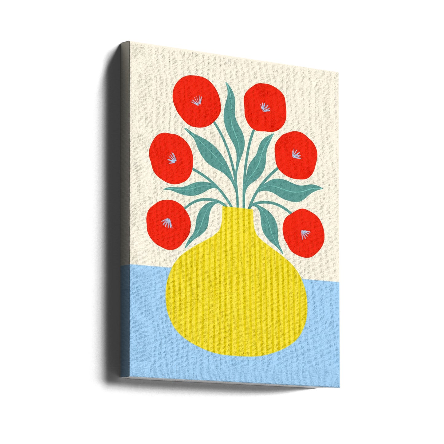Red Flowers in Yellow Vase | Canvas