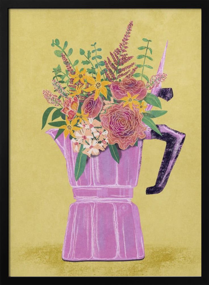 Espressomaschine mit Blumen | Poster