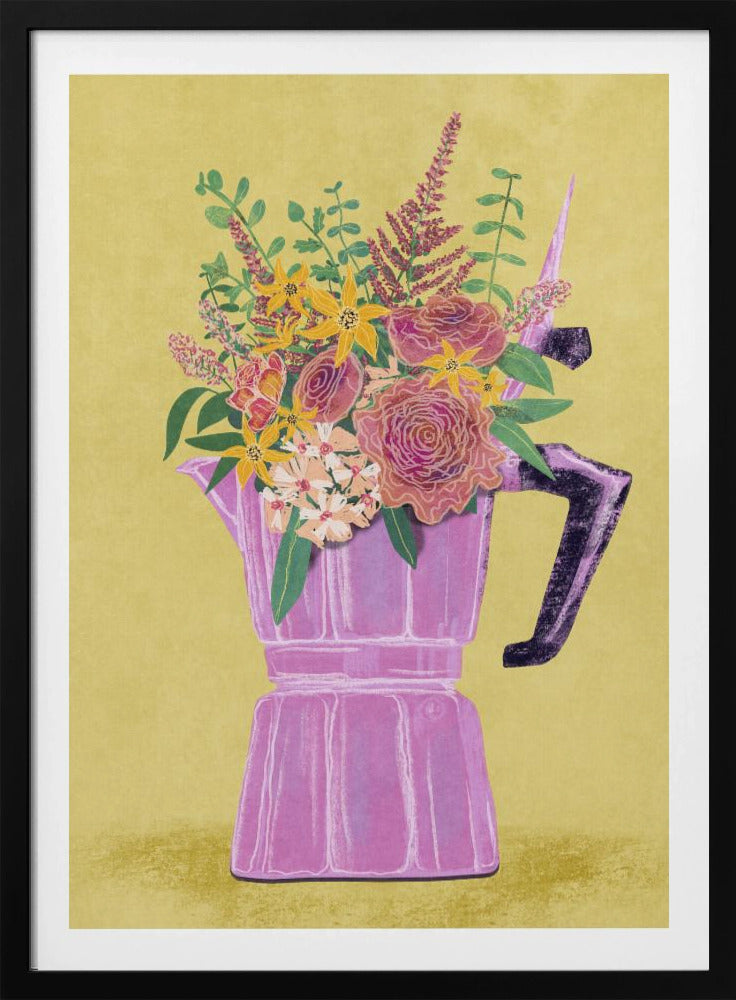 Espressomaschine mit Blumen | Poster