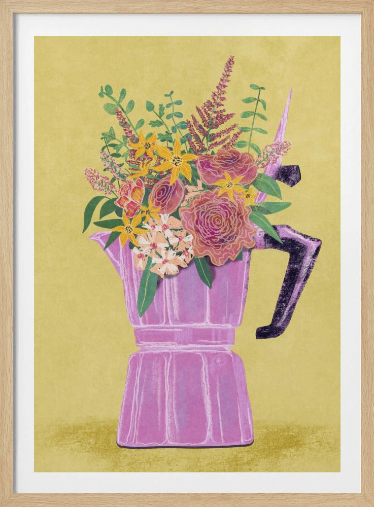 Espressomaschine mit Blumen | Poster