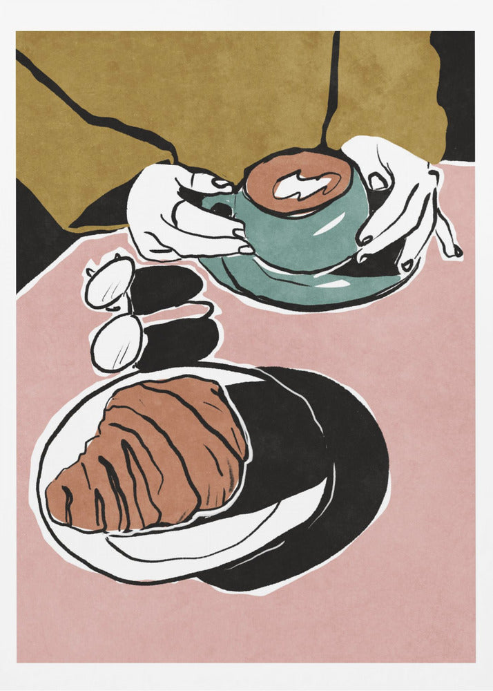 Croissant und Milchkaffee | Poster