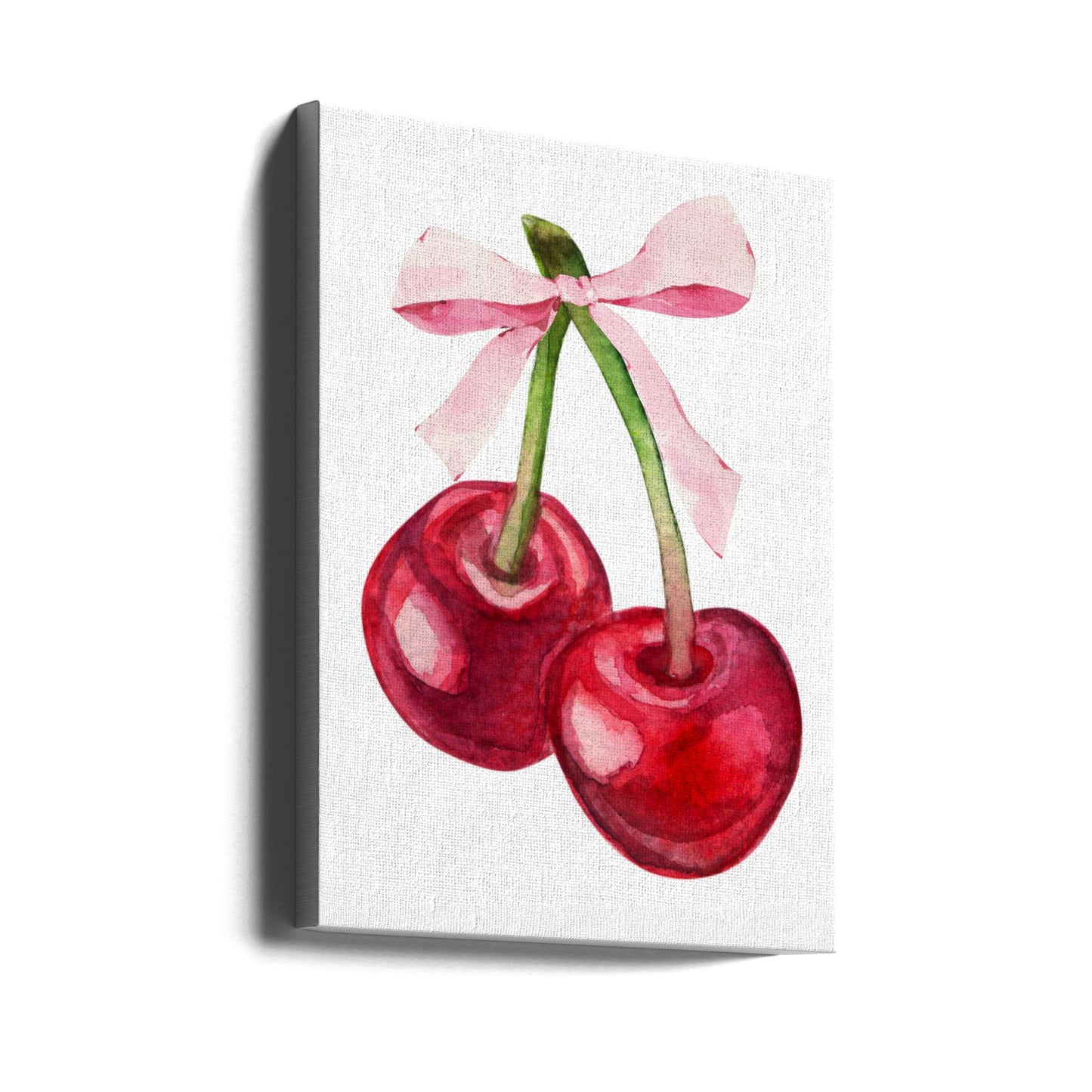 Red Cherry Pink Bow | Canvas