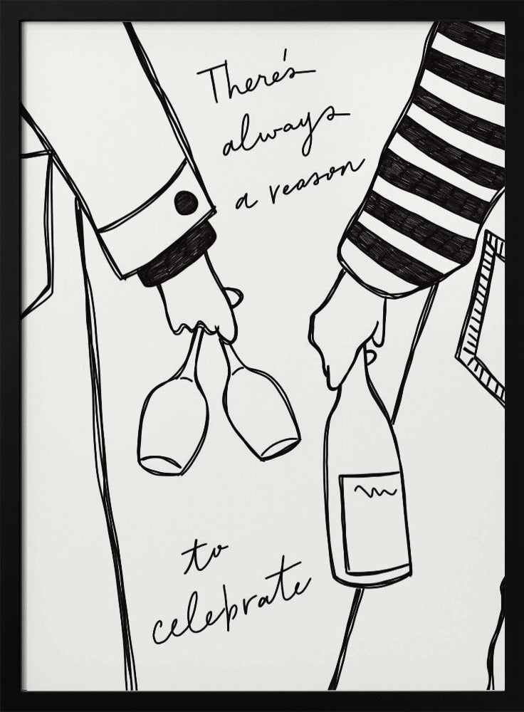 Kvinna som håller vinflaska och vinglas (svartvitt) - Wine Vin Femme Noir et Blanc | Poster