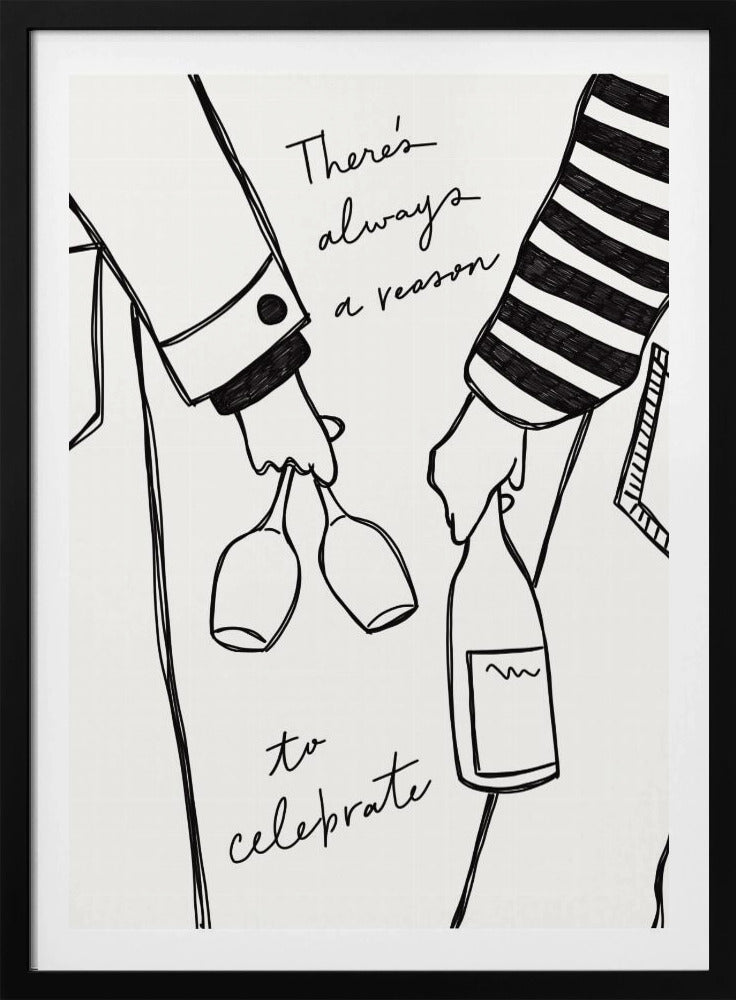 Kvinna som håller vinflaska och vinglas (svartvitt) - Wine Vin Femme Noir et Blanc | Poster