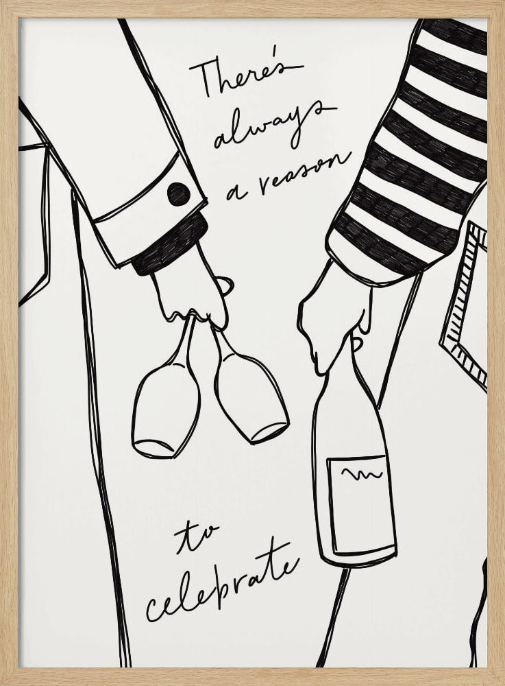 Kvinna som håller vinflaska och vinglas (svartvitt) - Wine Vin Femme Noir et Blanc | Poster