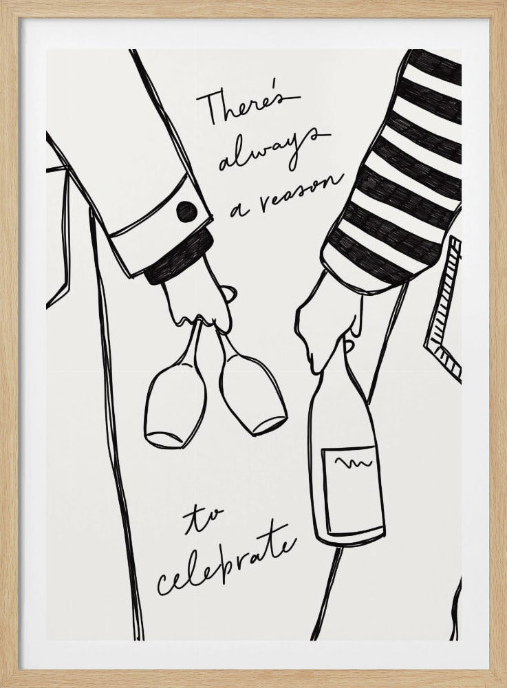 Kvinna som håller vinflaska och vinglas (svartvitt) - Wine Vin Femme Noir et Blanc | Poster
