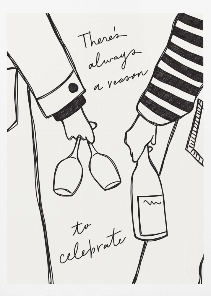 Kvinna som håller vinflaska och vinglas (svartvitt) - Wine Vin Femme Noir et Blanc | Poster