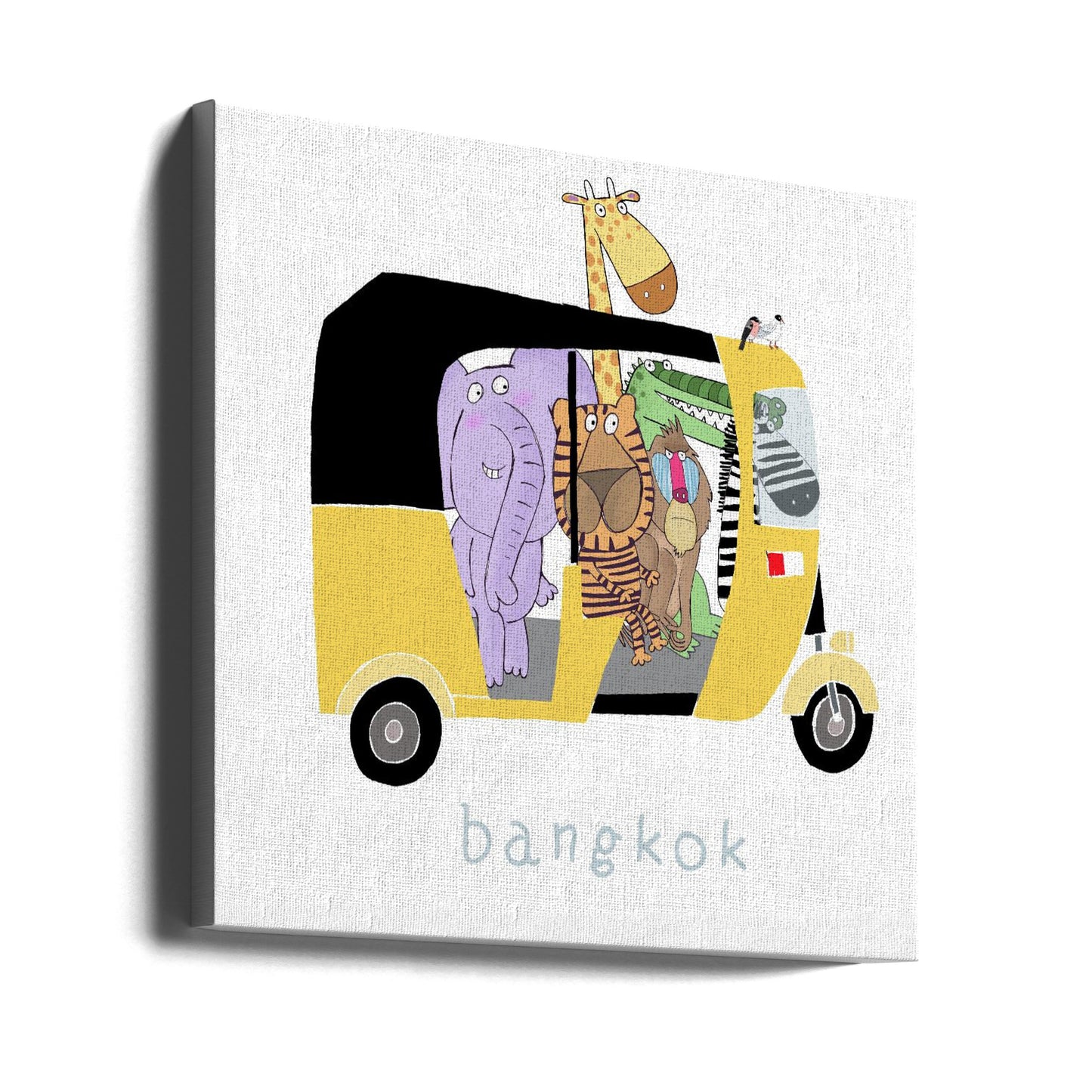 Jungledieren maken een ritje in een tuktuk in Bangkok door Carla Daly | Canvasprints