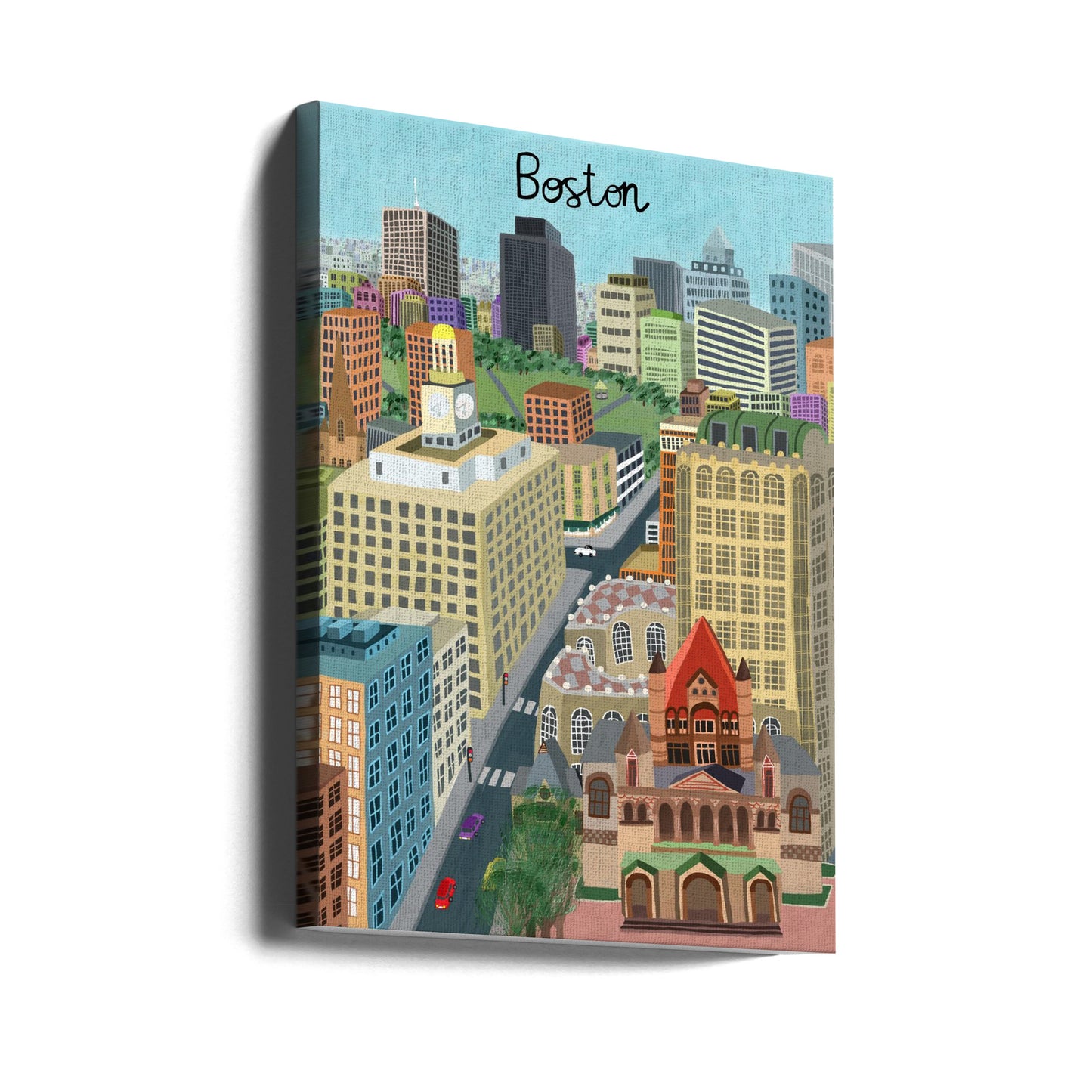 Kościół Trójcy Świętej i panorama miasta Boston autorstwa artystki Carli Daly | Wydruki na łótnie