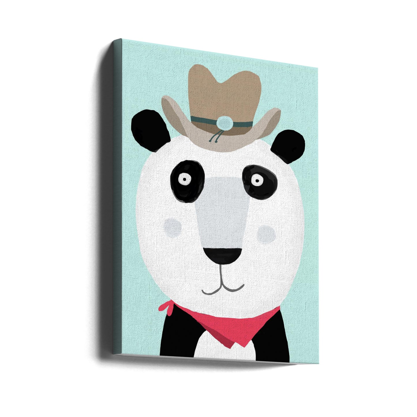 Rolig panda med cowboyhatt av konstnären Carla Daly | Canvas