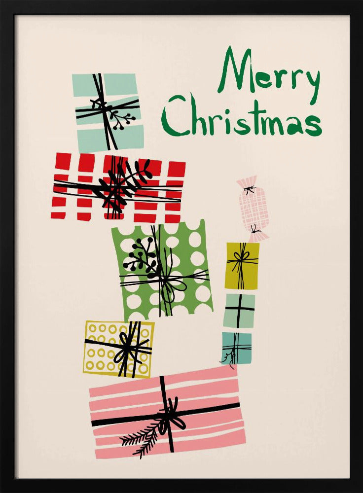 Wobbly pile of Christmas presents | Poster