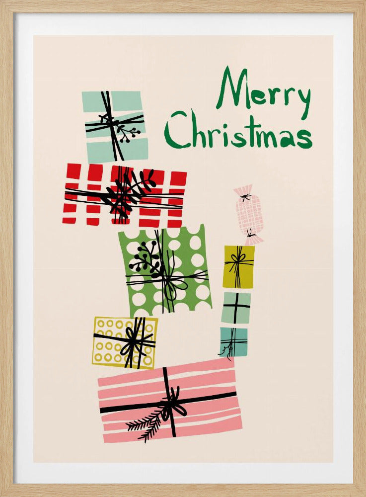 Wobbly pile of Christmas presents | Poster