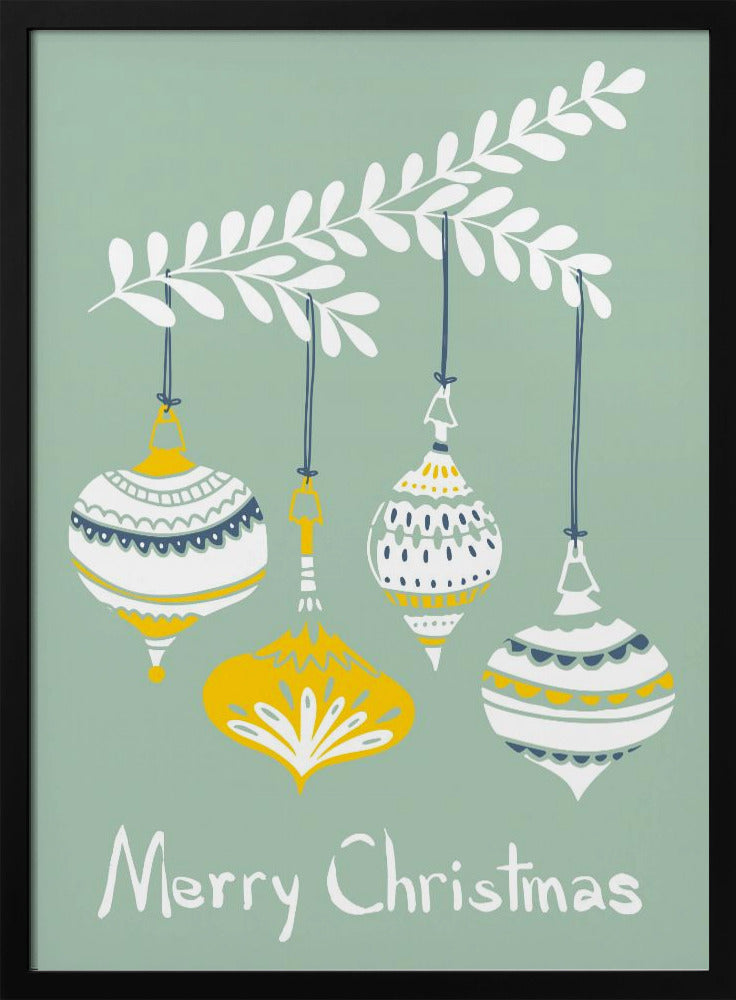 Cheerful little Christmas baubles mint | Poster