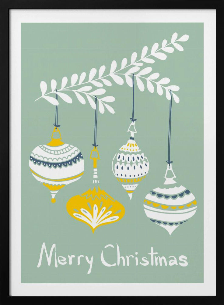Cheerful little Christmas baubles mint | Poster