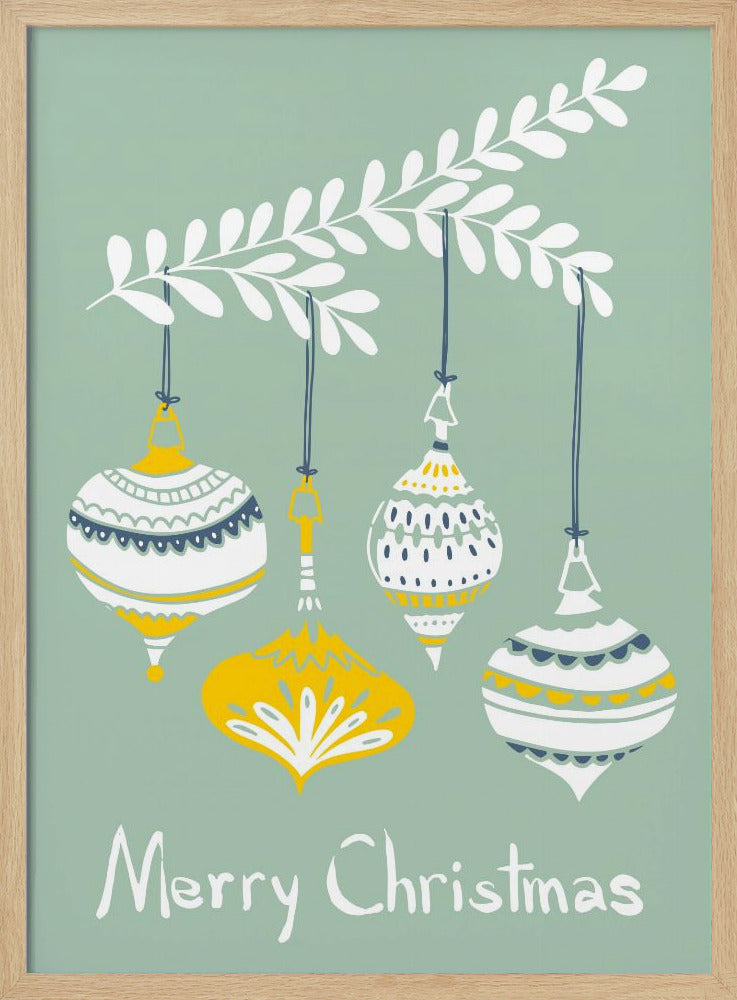 Cheerful little Christmas baubles mint | Poster
