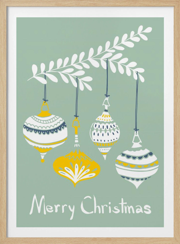 Cheerful little Christmas baubles mint | Poster