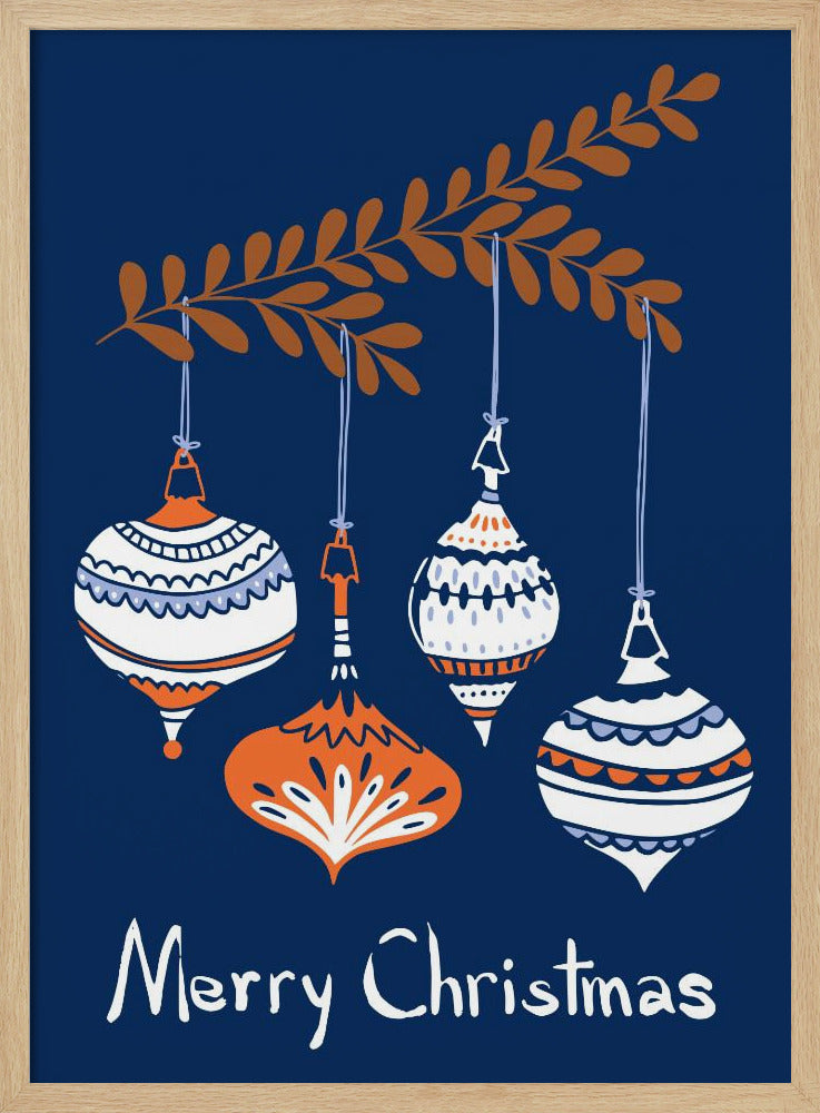 Cheerful little Christmas baubles blue | Poster