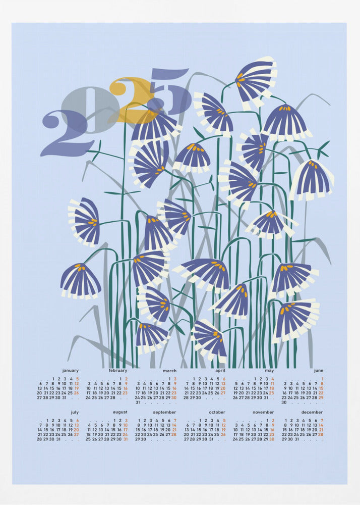 calendar 2025 Linocut flowers light | Poster