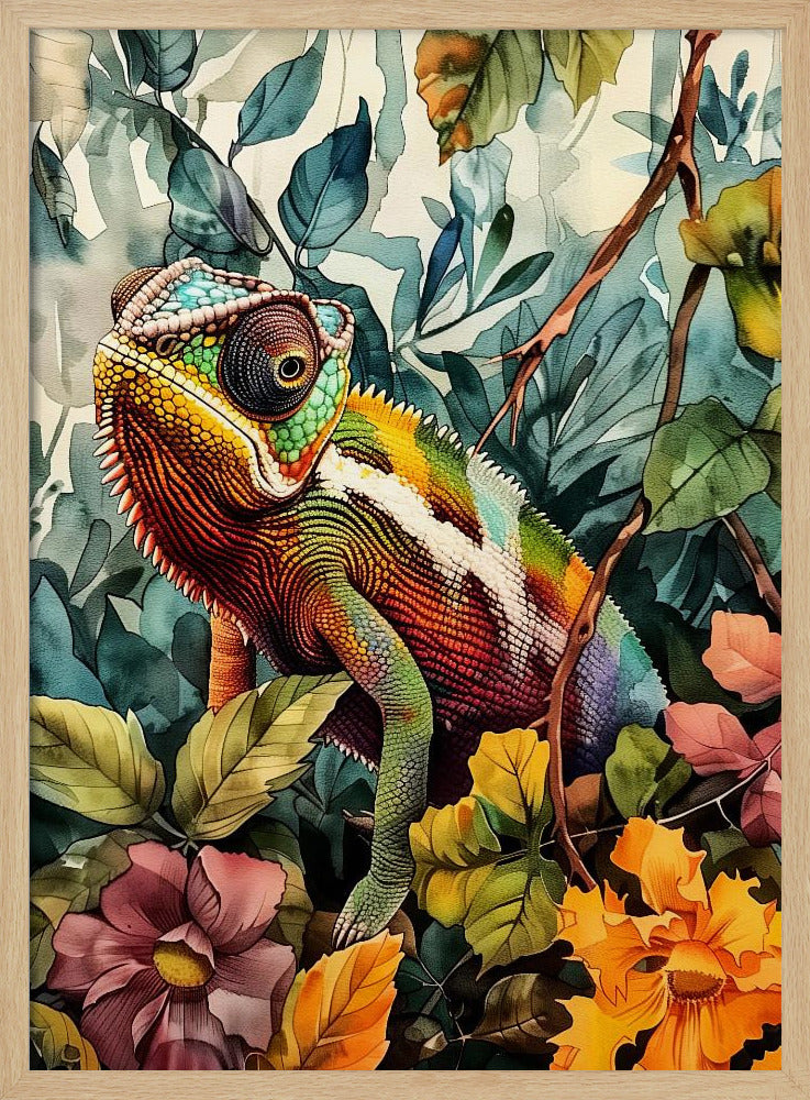Chameleon watercolor animal art 1 | Poster