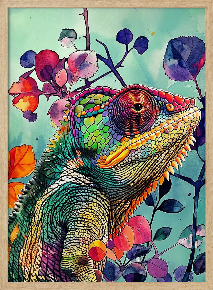 Chameleon watercolor animal art 5 | Poster