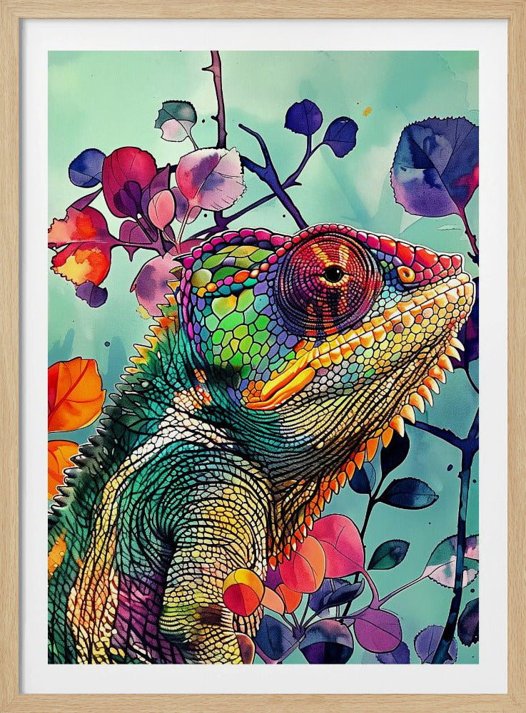 Chameleon watercolor animal art 5 | Poster