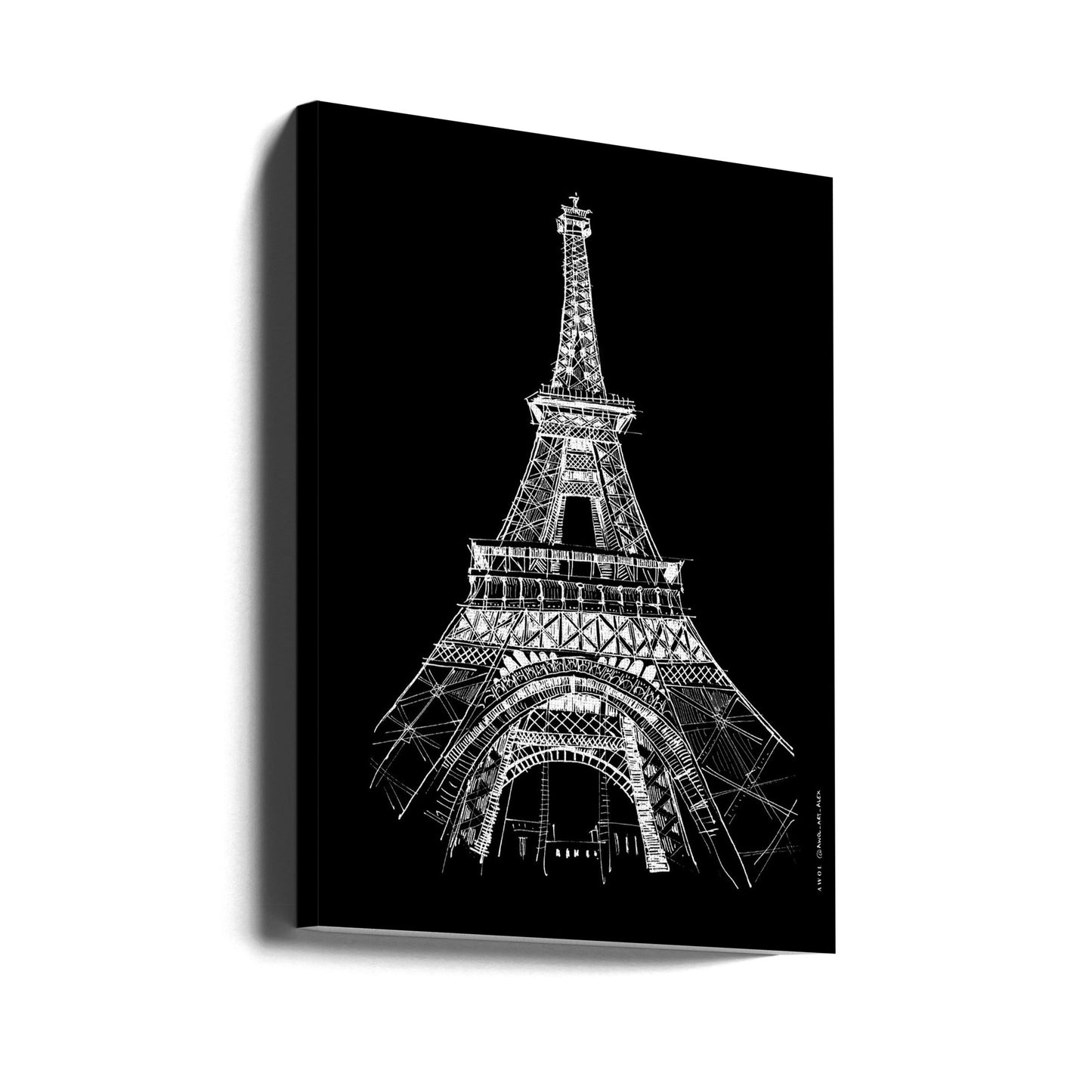 Arkitektonisk teckning av Eiffeltornet, konsttryck från Paris | Canvas