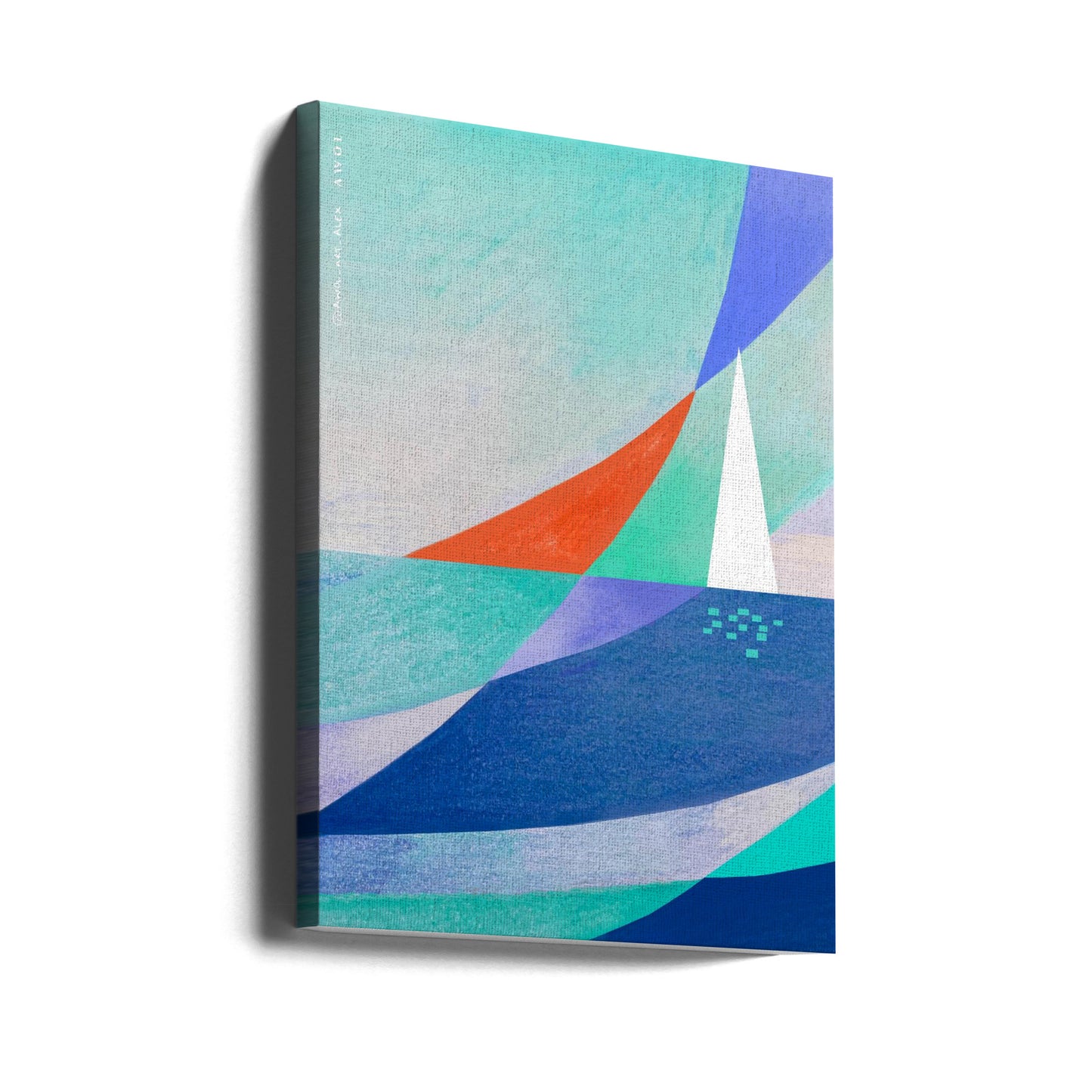 Arte abstracto del océano con velero blanco minimalista en el mar | Impresiones en Lienzo