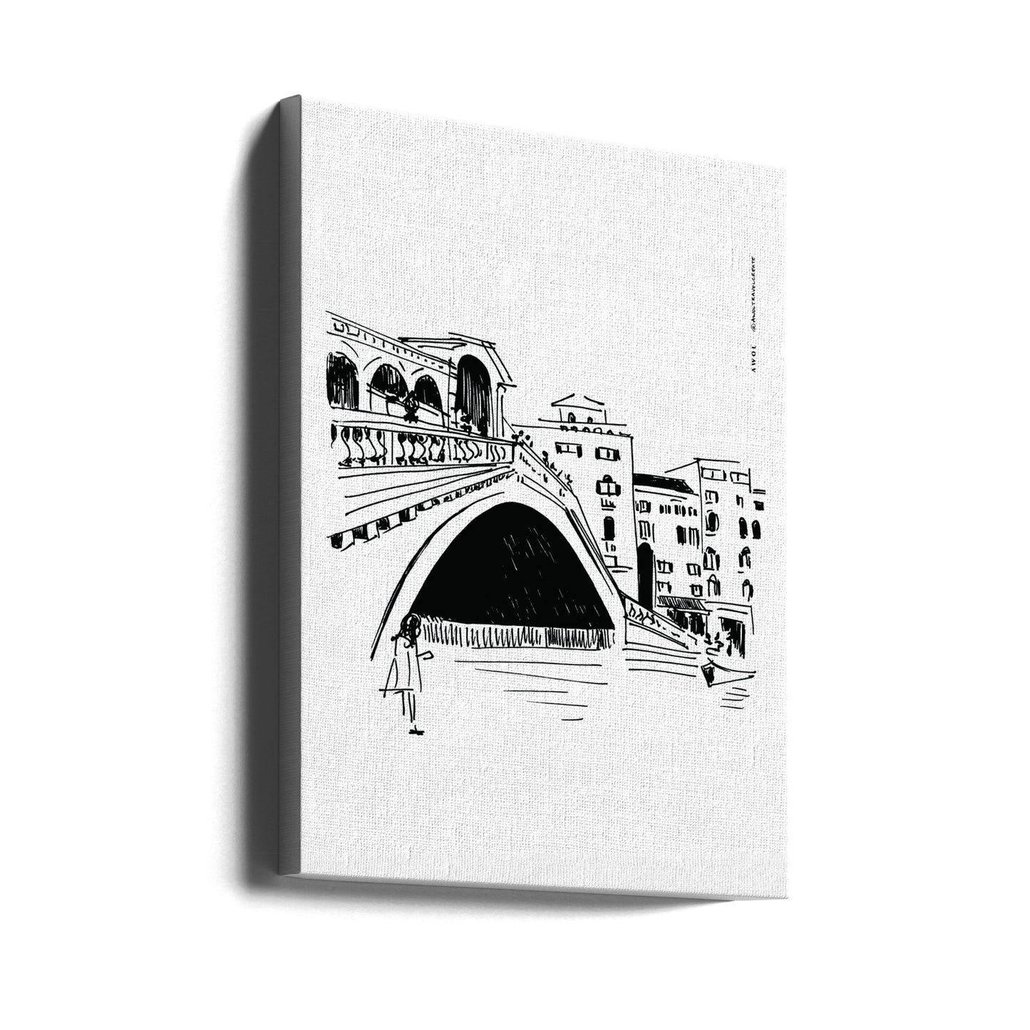 Rialtobroen, Venedig-illustration, Italiens bykunsttryk | Lærredsbilleder