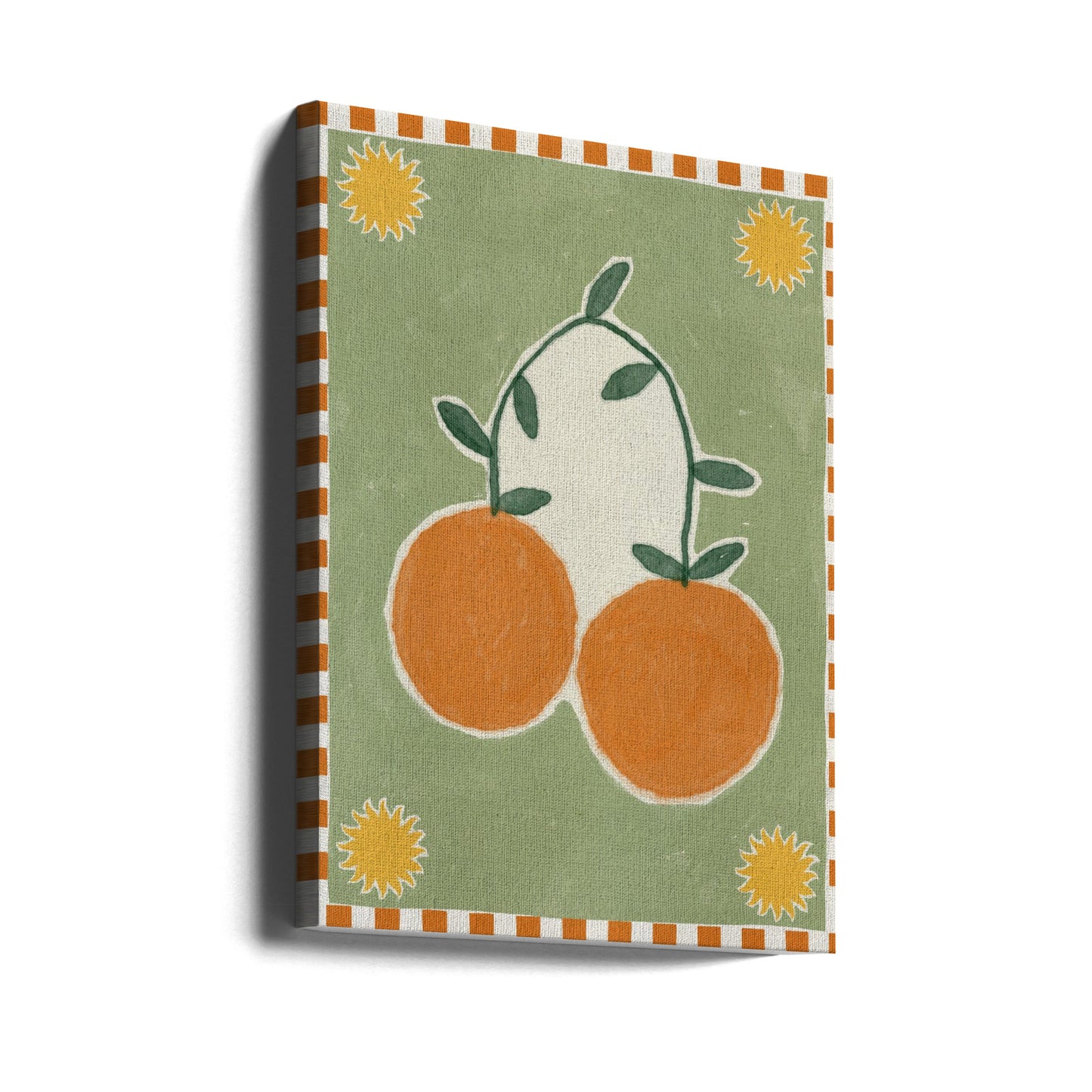 Orange Frucht auf grünem Hintergrund | Leinwand