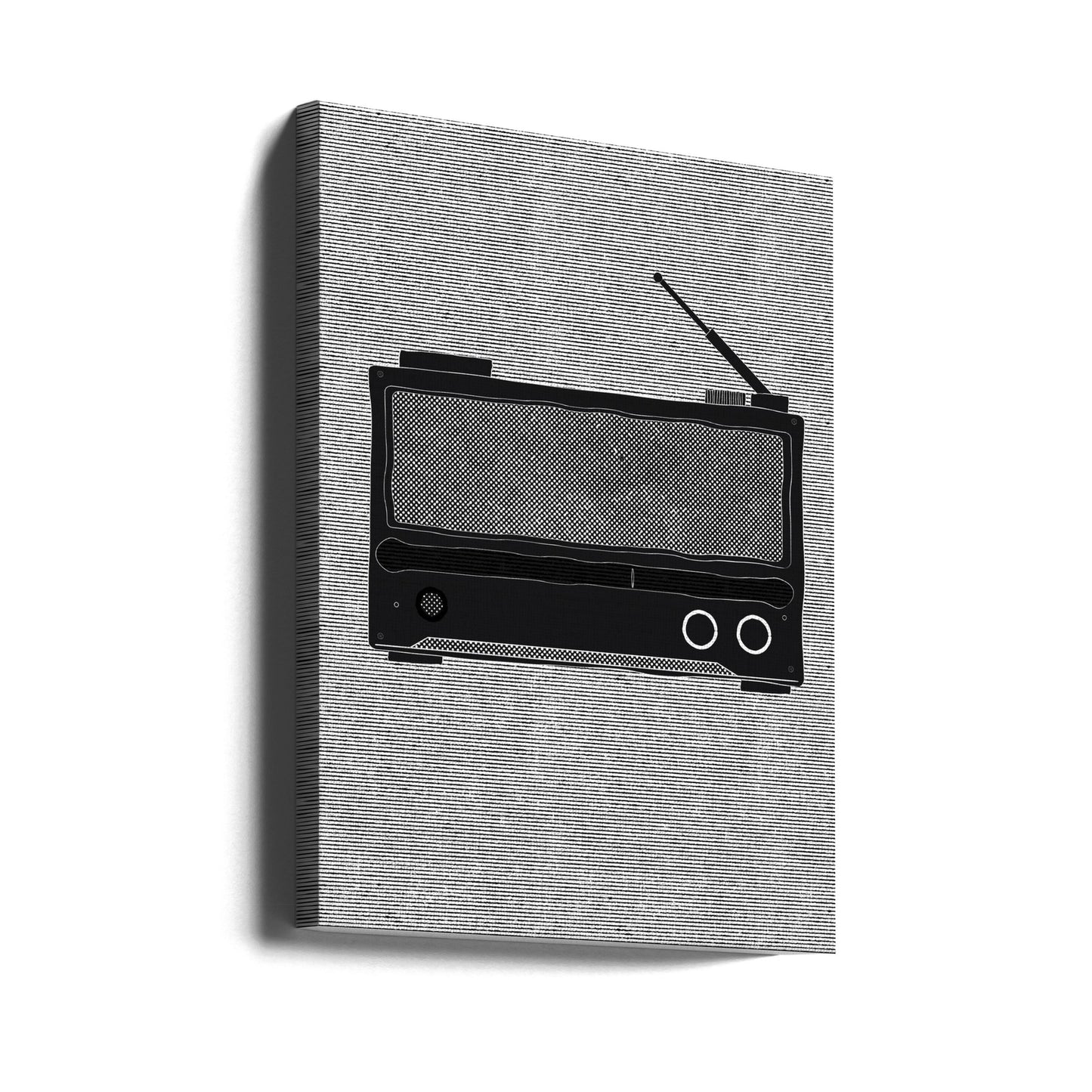 Monochrome Darstellung eines Vintage-Radios | Leinwand