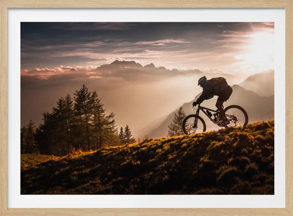 Den gyldne time på cykling | Plakater - Kunsttryk