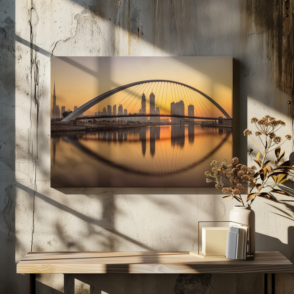 Zonsopgang bij het Dubai Water Canal | Canvasprints