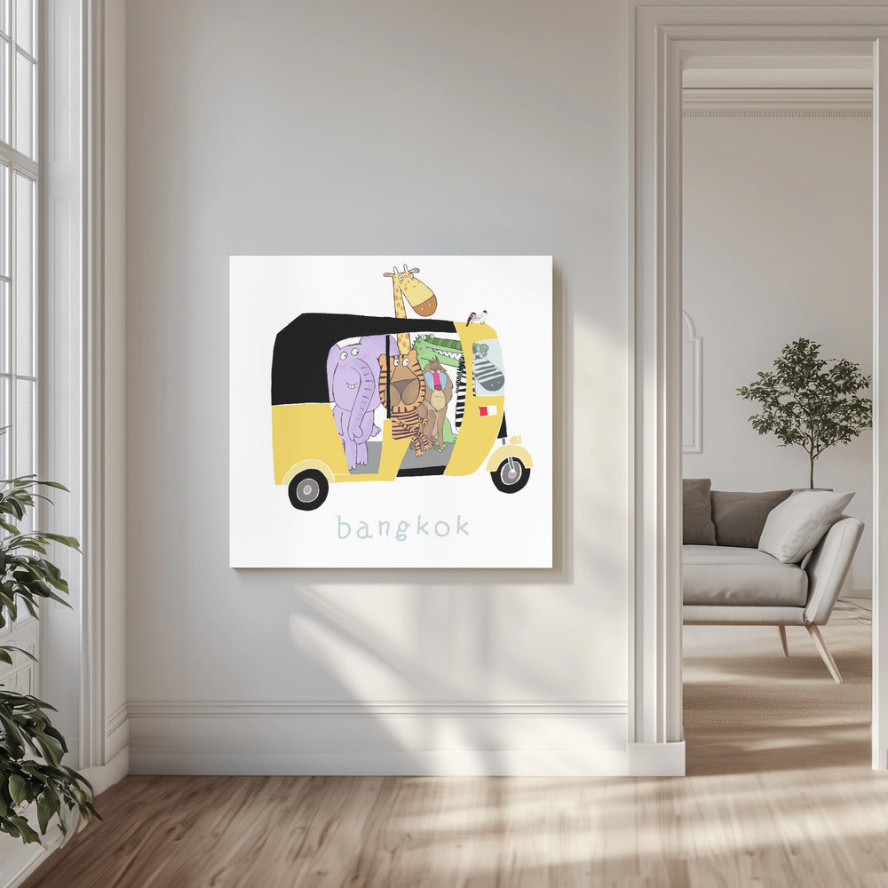 Jungledieren maken een ritje in een tuktuk in Bangkok door Carla Daly | Canvasprints