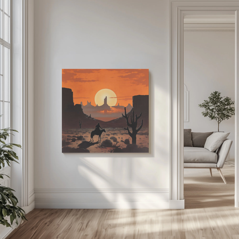 Cowboy au coucher du soleil | Tableaux sur Toile