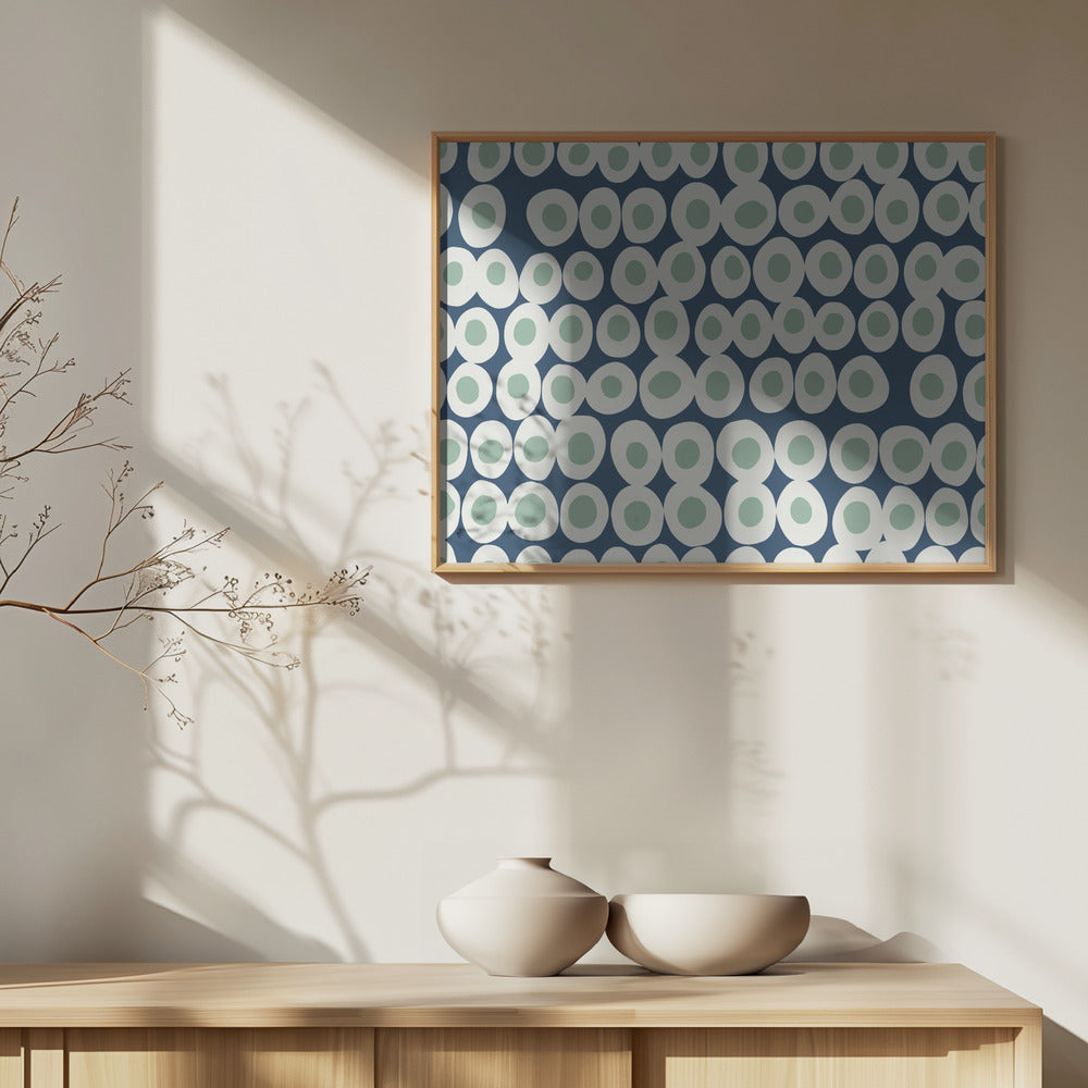 Wonderful bold dots blue and mint pattern | Poster