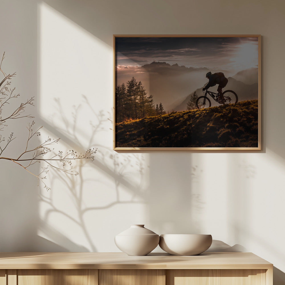 Den gyldne time på cykling | Plakater - Kunsttryk