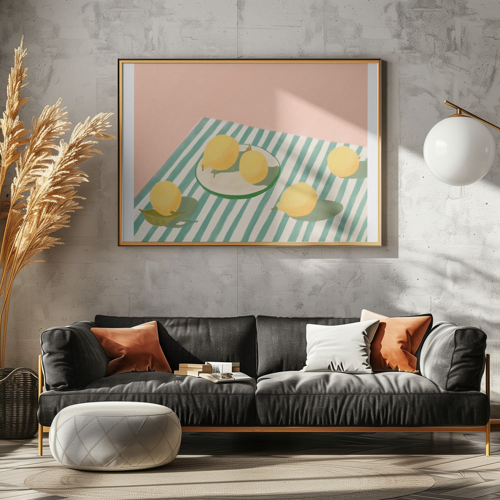 Citroner og striber | Plakater - Kunsttryk