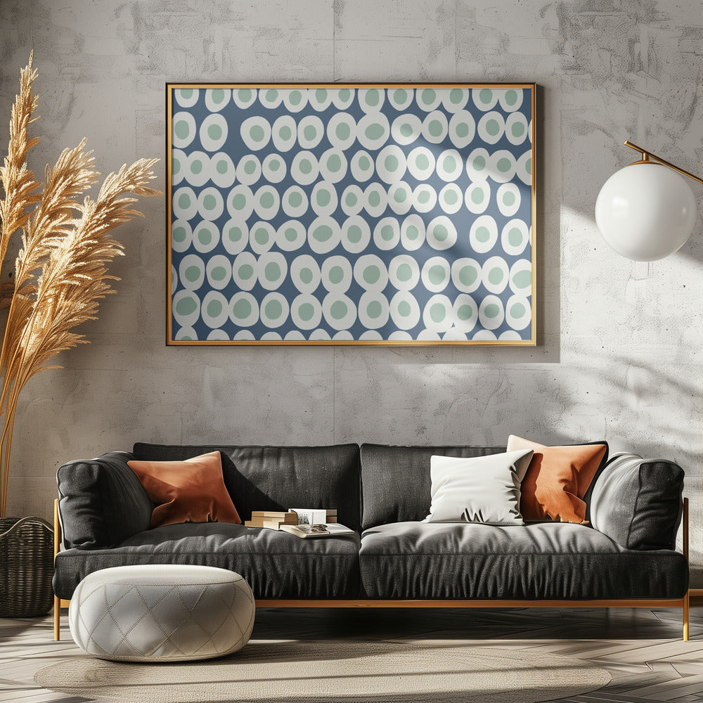 Wonderful bold dots blue and mint pattern | Poster