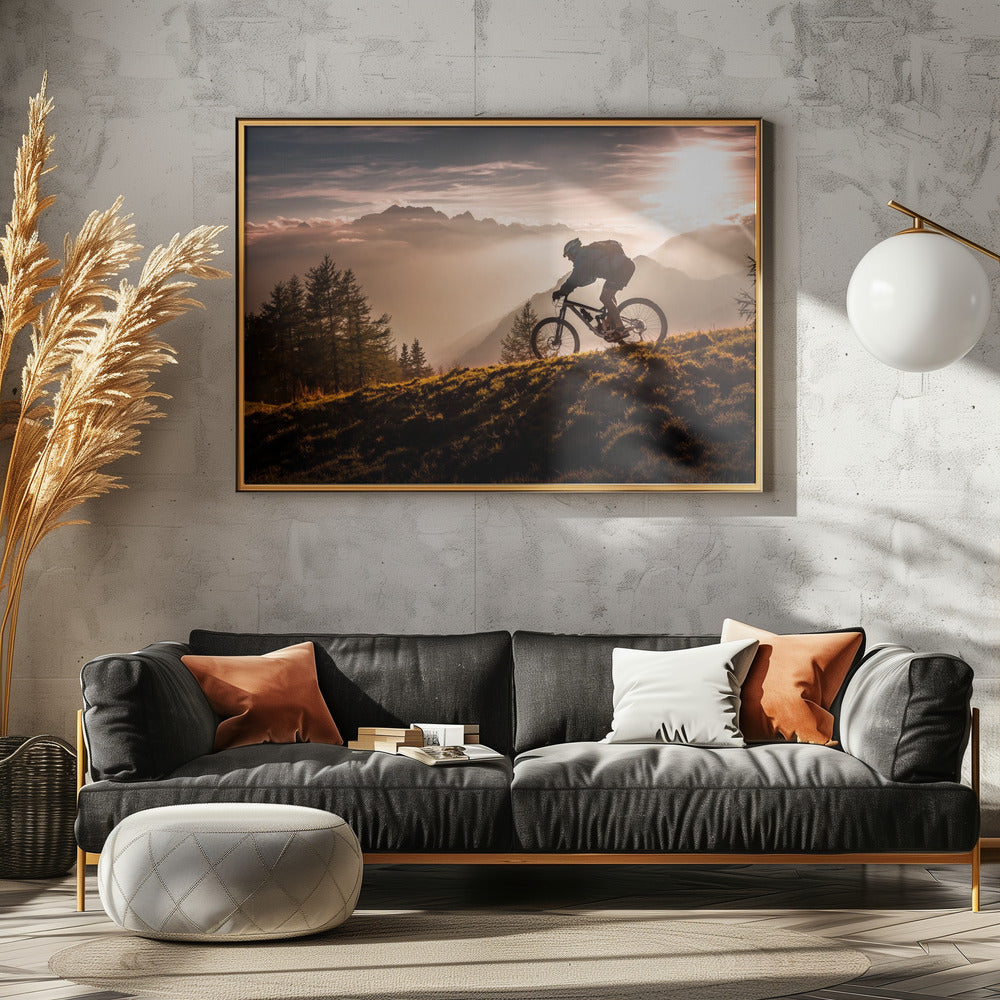 Den gyldne time på cykling | Plakater - Kunsttryk