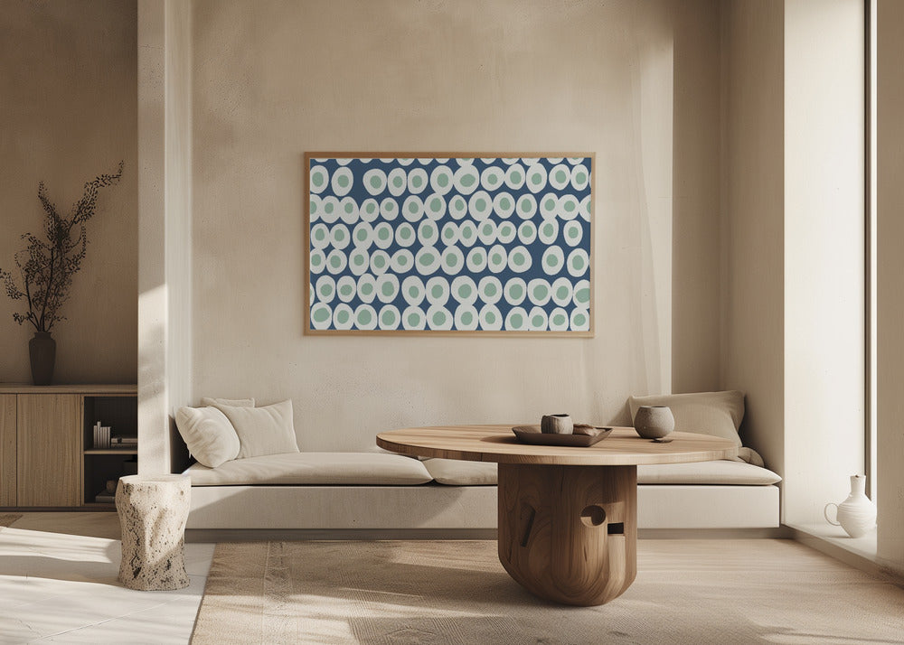 Wonderful bold dots blue and mint pattern | Poster