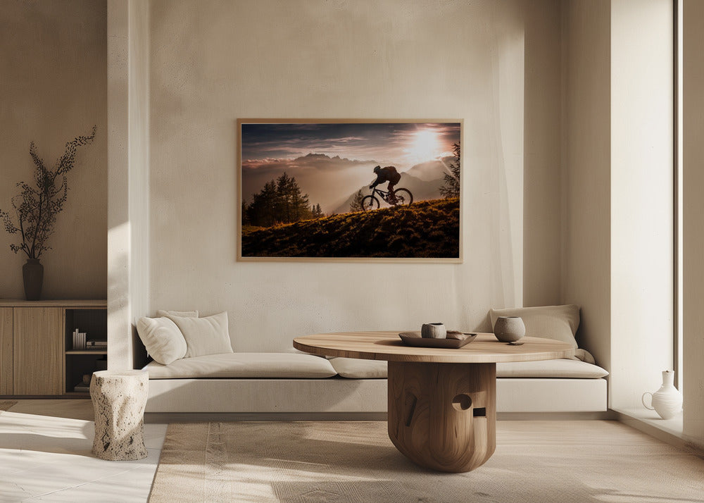 Den gyldne time på cykling | Plakater - Kunsttryk