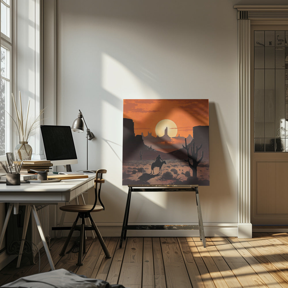 Cowboy au coucher du soleil | Tableaux sur Toile