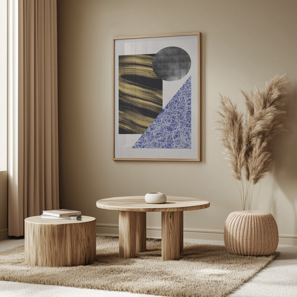 Geometric Shapes With A Black And Gold Textured | Poster