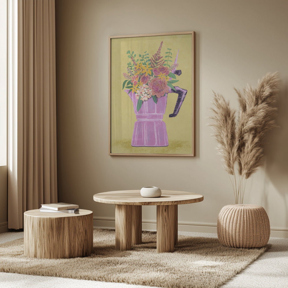 Espressomaschine mit Blumen | Poster