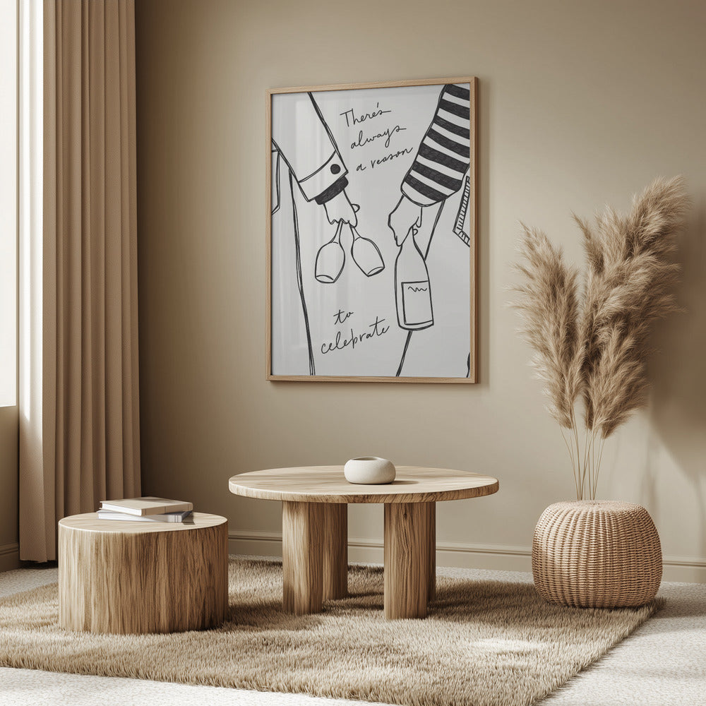 Kvinna som håller vinflaska och vinglas (svartvitt) - Wine Vin Femme Noir et Blanc | Poster