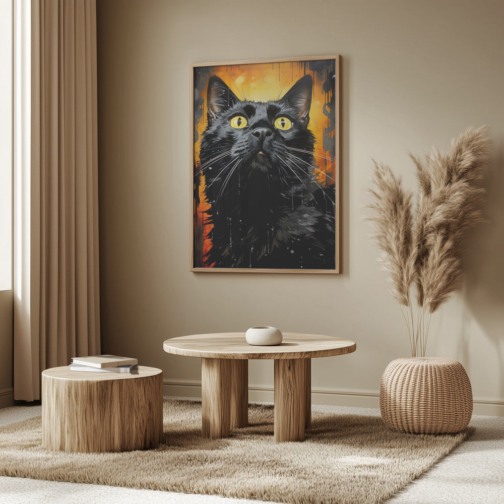 Black Cat Adam Watercolor Animal Art | Poster